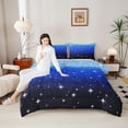 thumbnail image 4 of Castle Fairy Kids Girls Black Blue Glitter Print Twin Comforter Sets,Gradient Bedding Set, 4 of 8