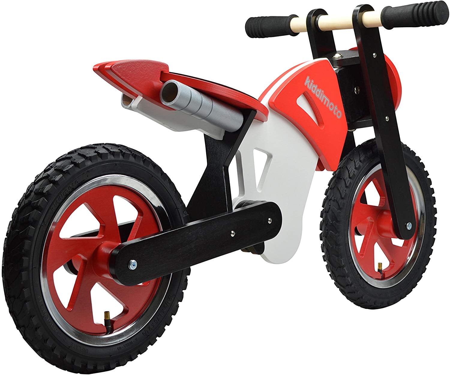 Kiddimoto Scrambler Balance Running Bike Red White