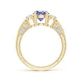 thumbnail image 2 of ANGARA Natural Three Stone Round 1.45 ct Tanzanite and Diamond Ring in 14K Yellow Gold for Women (Size-7mm) | December Birthstone, Anniversary, Jewelry Gift for Women | Natural Tanzanite Ring, 2 of 9