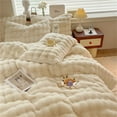 thumbnail image 3 of Wajade Fluffy Comforter Cover Set Rabbit Bubble Faux Fur Duvet Cover Luxury Cozy Bedding Set 3 Pieces with Zipper -1 Duvet Cover and 2 Pillow Cases,Cream White Full Size Set, 3 of 5