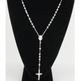 thumbnail image 3 of 925 Sterling Silver Diamond Cut Italian 5mm Rosary Beads Chain with Cross Necklace 24" Rosario, 3 of 6