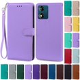 thumbnail image 2 of E13 Case For Motorola Moto E13 Case Leather Wallet Flip Cover For Moto E13 Phone Case For Motorola Moto E13 Capa Case Fundas Coffee-Strap for Moto E13, 2 of 6