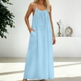 thumbnail image 5 of Hduncf Backless Cami Dresses for Women Cami Lounge Dress Backless Solid Color Sleeveless House Dress Long Sundress with Back Tie Blue S, 5 of 9