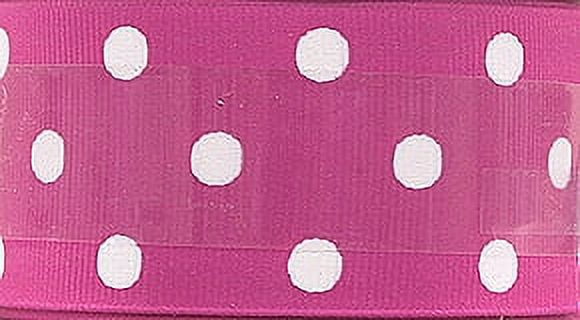 Offray Ribbon, Shocking Pink with White Polka Dot 1 1/2 inch Grosgrain Polyester Ribbon, 9 feet