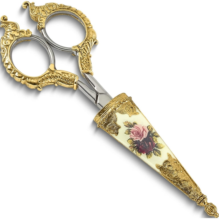 Fashion 1928 Small Gold-Tone Floral Manor House Scissors Made In United  States bf178