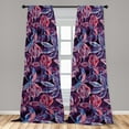 thumbnail image 2 of Floral Window Curtains, Contemporary Art Theme Watercolor Effect Exotic Leaf Pattern Print, Lightweight Decor 2-Panel Set with Rod Pocket, Pair of - 28"x84", Plum Dark Maroon Sky Blue, by Ambesonne, 2 of 3