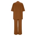 thumbnail image 6 of hotojiny Womens 2 Piece Outfits Summer Casual Loose Half Sleeve Pullover Tops and Wide Leg Cropped Pants Lounge Tracksuit, 6 of 6