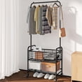 thumbnail image 5 of Laundry Cart with Hanging Rack Rolling Laundry Hamper Sorter with Wheels Shelf,Black, 5 of 6
