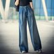 thumbnail image 3 of Pantalones vaqueros de cintura alta para mujer, Vaqueros holgados de pierna ancha, ropa de calle recta Vintage coreana, 85kg, 3 of 5