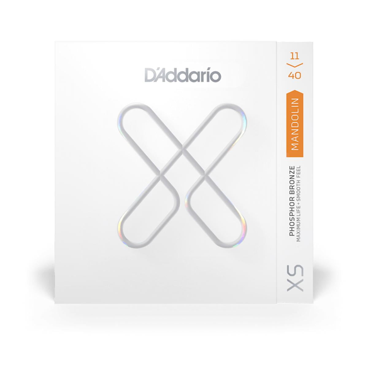 D'Addario XS Phosphor Bronze Mandolin Guitar Strings, Custom Medium, 11.5-40 Gauge, Set of 8 Strings