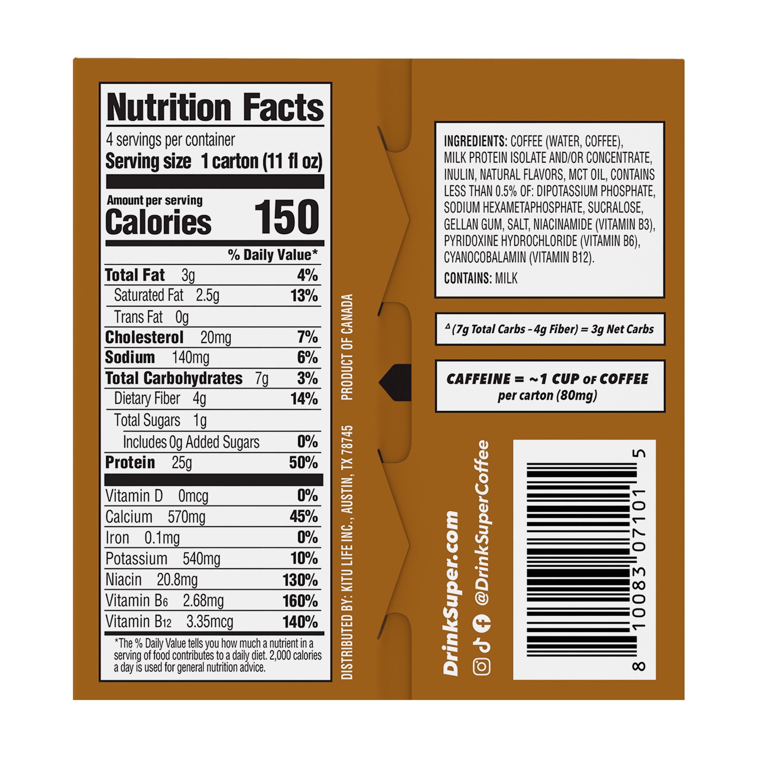 Super Coffee Protein+ Vanilla Iced Coffee Drink, 11 fl oz, 4 pack, 25g Protein Liquid