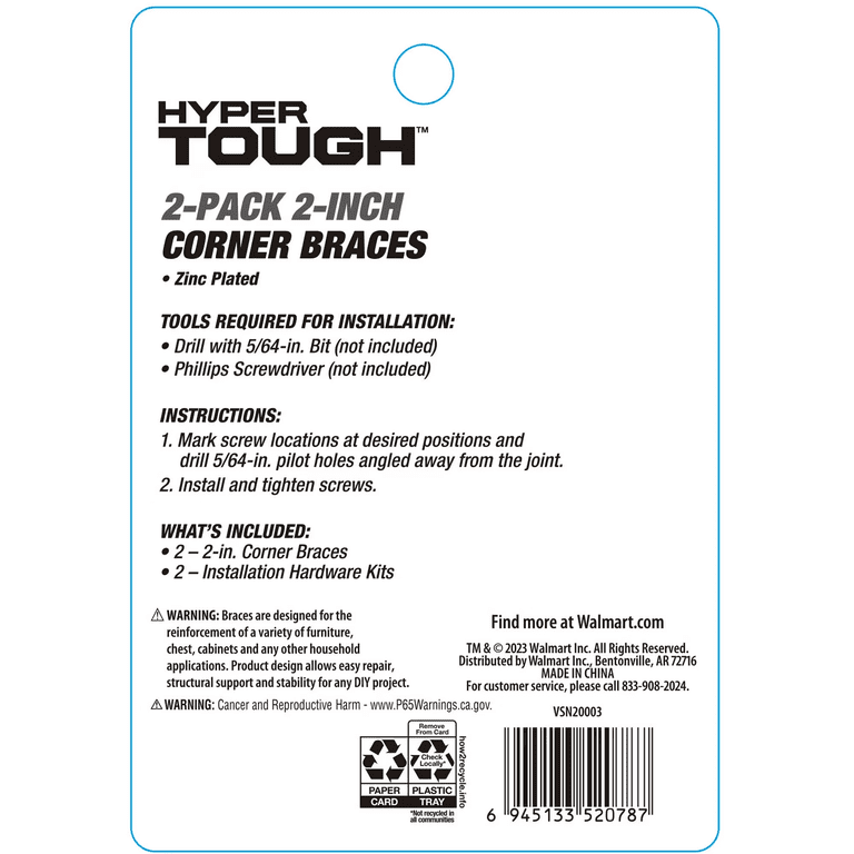 2-Inch Corner Brace with Mounting Screws, Pack of 2 photo 5