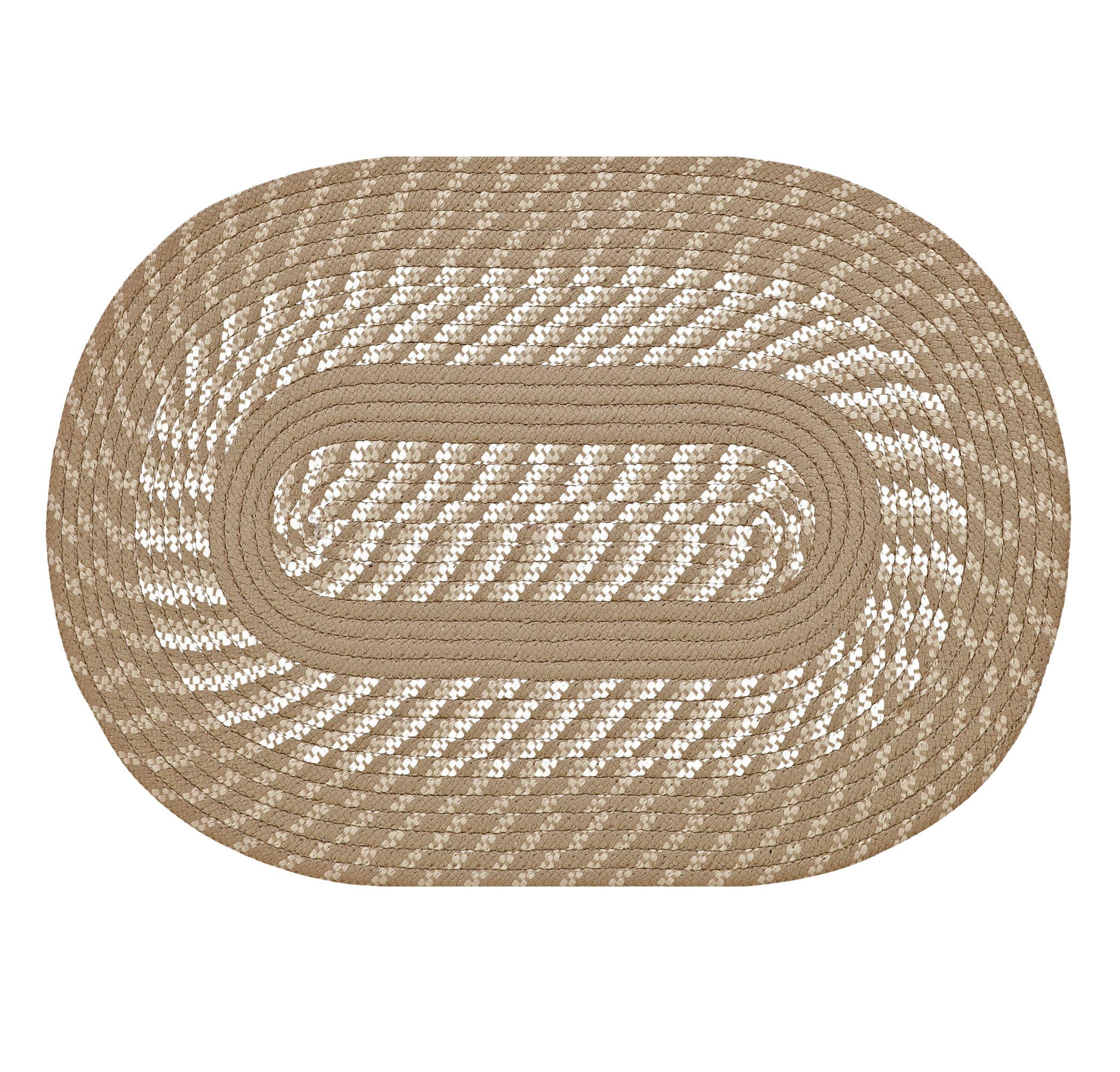Better Trends Oval Braided Rug, 22" x 40", Reversible Indoor Entryway or Kitchen Area Rug, 100% Polypropylene, Newport Collection – Tan