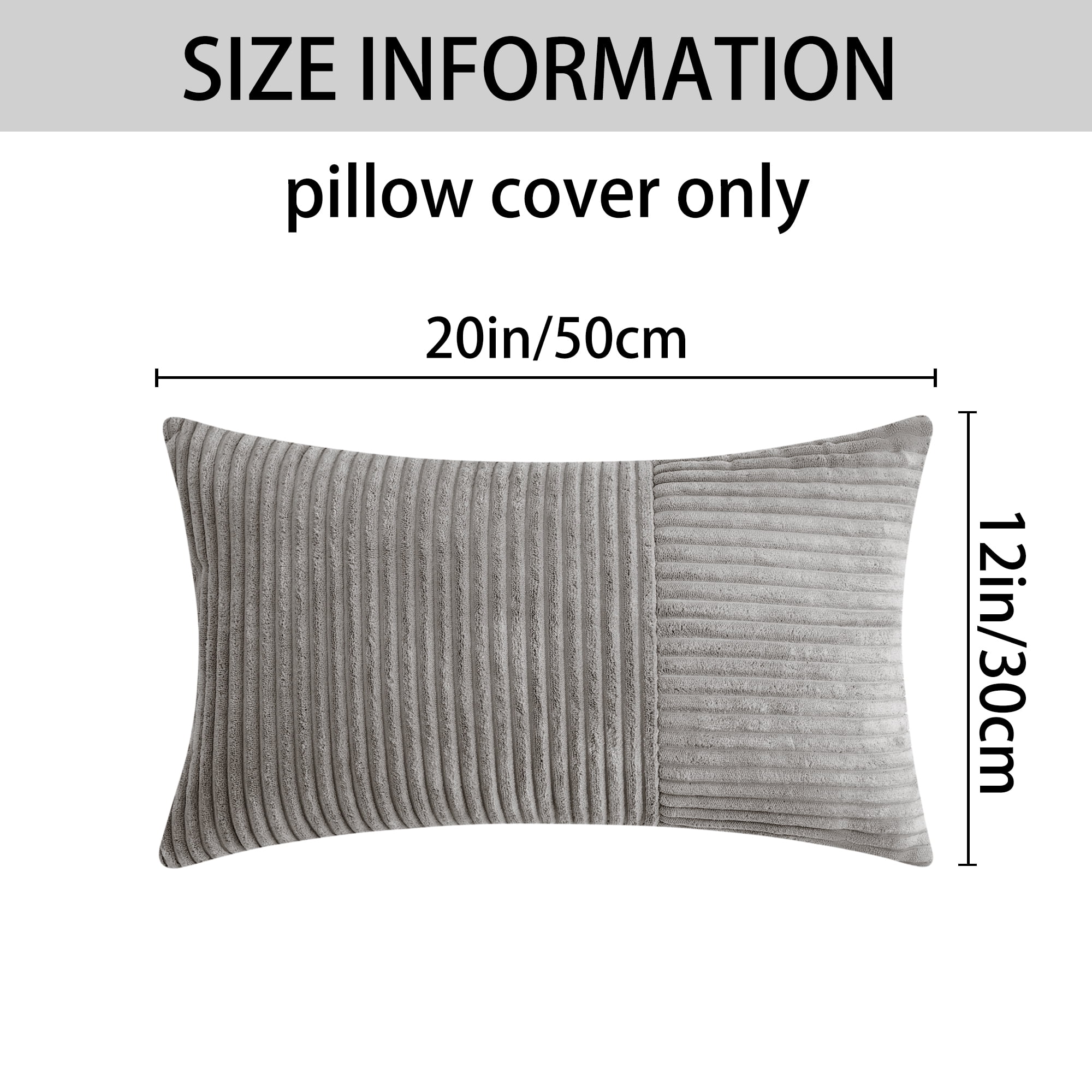 Unique Bargains 2Pcs Modern Strip Throw Pillow Covers for Living Room Grey 12" x 20"