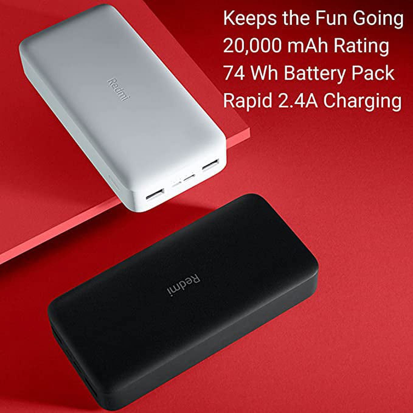 Xiaomi Mi 20000mAh Redmi Power Bank: 2 USB-A Port Rapid Charge Two Devices  Simultaniously, Dual Micro-USB/USB-C Input Port, Portable Charger for  Mobile Phones 