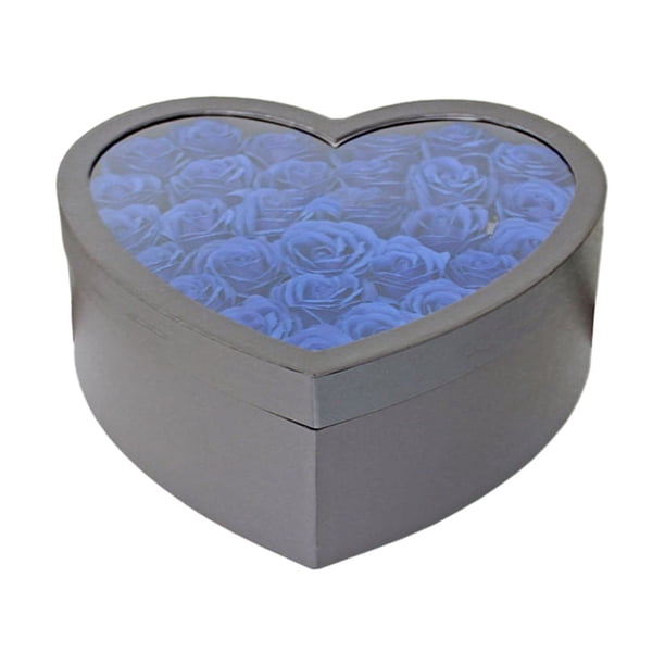 Yuarrent Sorprende a Alguien Especial con Rosas en Forma de Corazón Flores de Jabón Flor de Jabón con Caja de Regalos Elegante Kits de decoración para fiestas azul