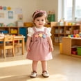 thumbnail image 2 of enyan Newborn Baby Girl Clothes Ruffle Short Sleeve Romper Floral Dress Bodysuit Infant Girls Summer Outfits with Headband(Pink,0-3 Months), 2 of 5