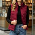 thumbnail image 5 of Sevevn Women's Quilted Puffer Sleeveless Vest Stand Collar Zip‑Up Lightweight Padded Gilet with Zipper Pockets Fall Winter Outerwear Wine S, 5 of 7