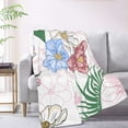 thumbnail image 2 of XMXT Flannel Warm Throw Blanket, Pink Flower Leaf Plant Bedroom Decor Blankets for Bed Couch Living Room, 50 x 70 inches, 2 of 9