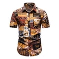 thumbnail image 1 of Birdeem Chemises pour Hommes Mode Homme Décontractée Imprimé Bouton Manches Courtes Col Rabattu Blouse, 1 of 1