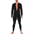 thumbnail image 1 of Grenouillère pour Hommes Pyjama à Manches Longues une Pièce Boutonnée Combinaison de Nuit, 1 of 5