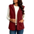 thumbnail image 6 of Women Hooded Fleece Vests Zaewscy Women's Solid-Color Hooded Vests Red L, 6 of 9