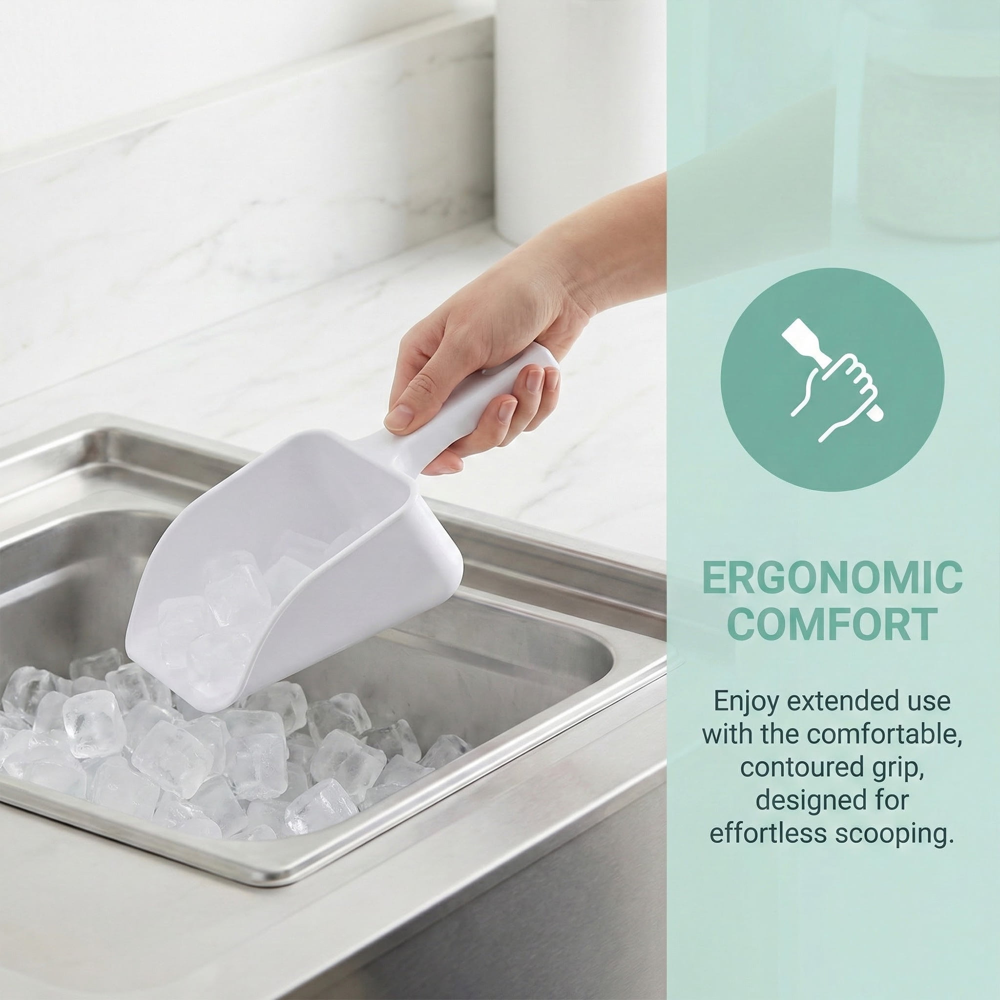 Unique Bargains Easy Clean Plastic Kitchen Use Ice Scoop White-1PCS 9.1*4.1inch