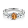 thumbnail image 2 of Gem Stone King 10K White Gold Orange Red Madeira Citrine and Lab Grown Diamond Engagement Ring for Women | 1.82 Cttw | Oval 7X5MM | Gemstone November Birthstone | Size 8, 2 of 5