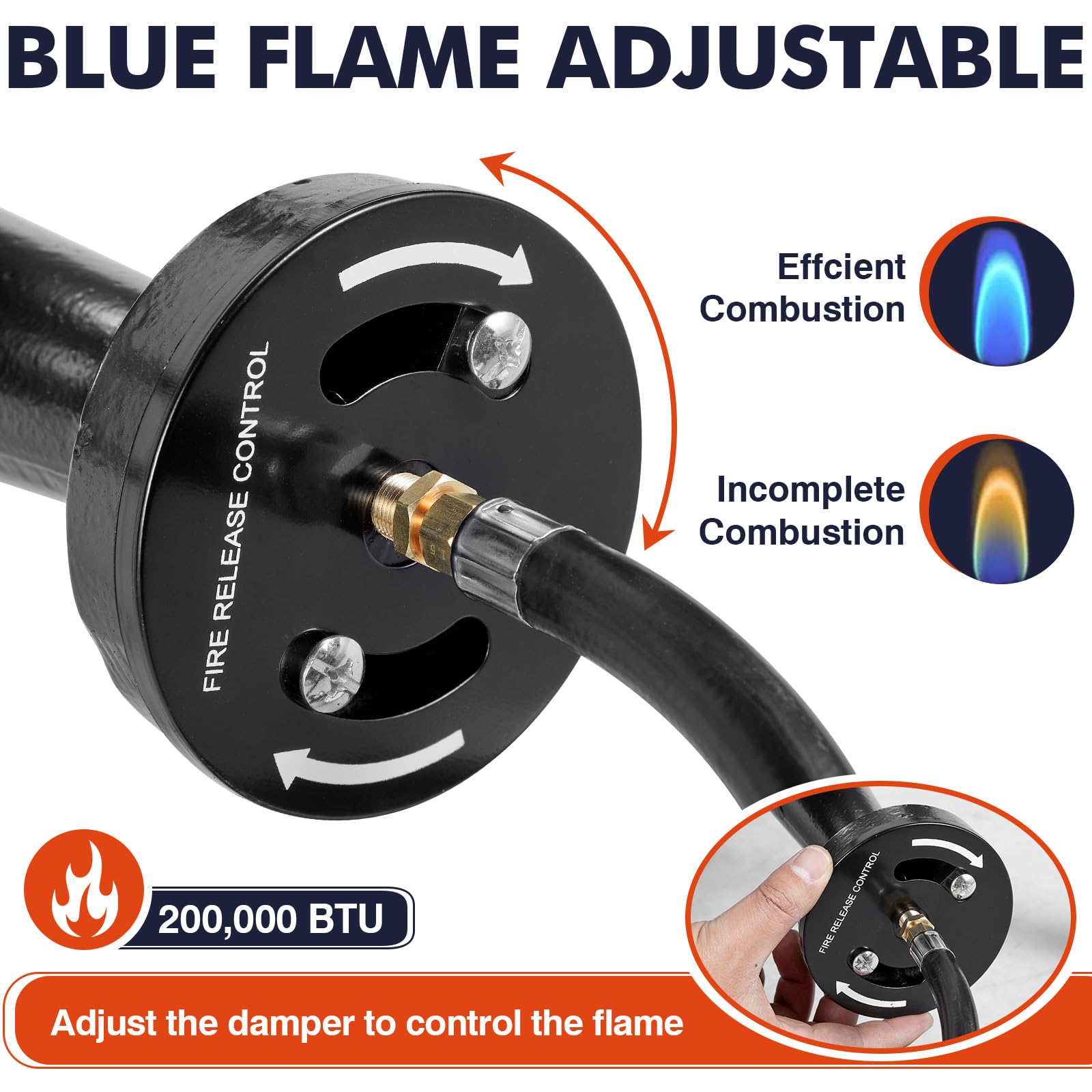 Frizi Single Burner Camping Stove, 200000 BTU Heavy Duty Propane Gas Stove, Tripod Stand with Adjustable Regulator & Steel-Braided Hose