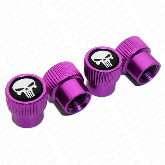 4pcs Universal Fit Skull Car Wheels Tire Air Valve Caps Stem Dust Cover Purple