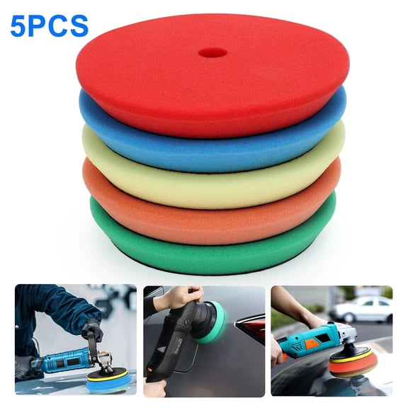 7 Inch Polishing Pad Set 5PCS Foam Buffing Pads for Car Polisher Waxing Cleaning