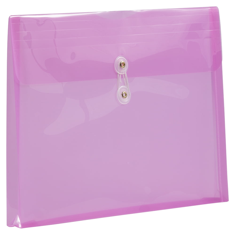 JAM Paper Plastic Envelopes with Button & String Tie Closure, Letter Booklet, 9 3/4 x 13, Lavender Purple, 3/Pack