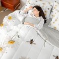 thumbnail image 4 of Erosebridal Lovely Bee 7 Pieces Full Size Bedding Sets,Cute Vintage Flowers Full Size Bed in a Bag,White Gold,Light Gray Reversible, 4 of 7