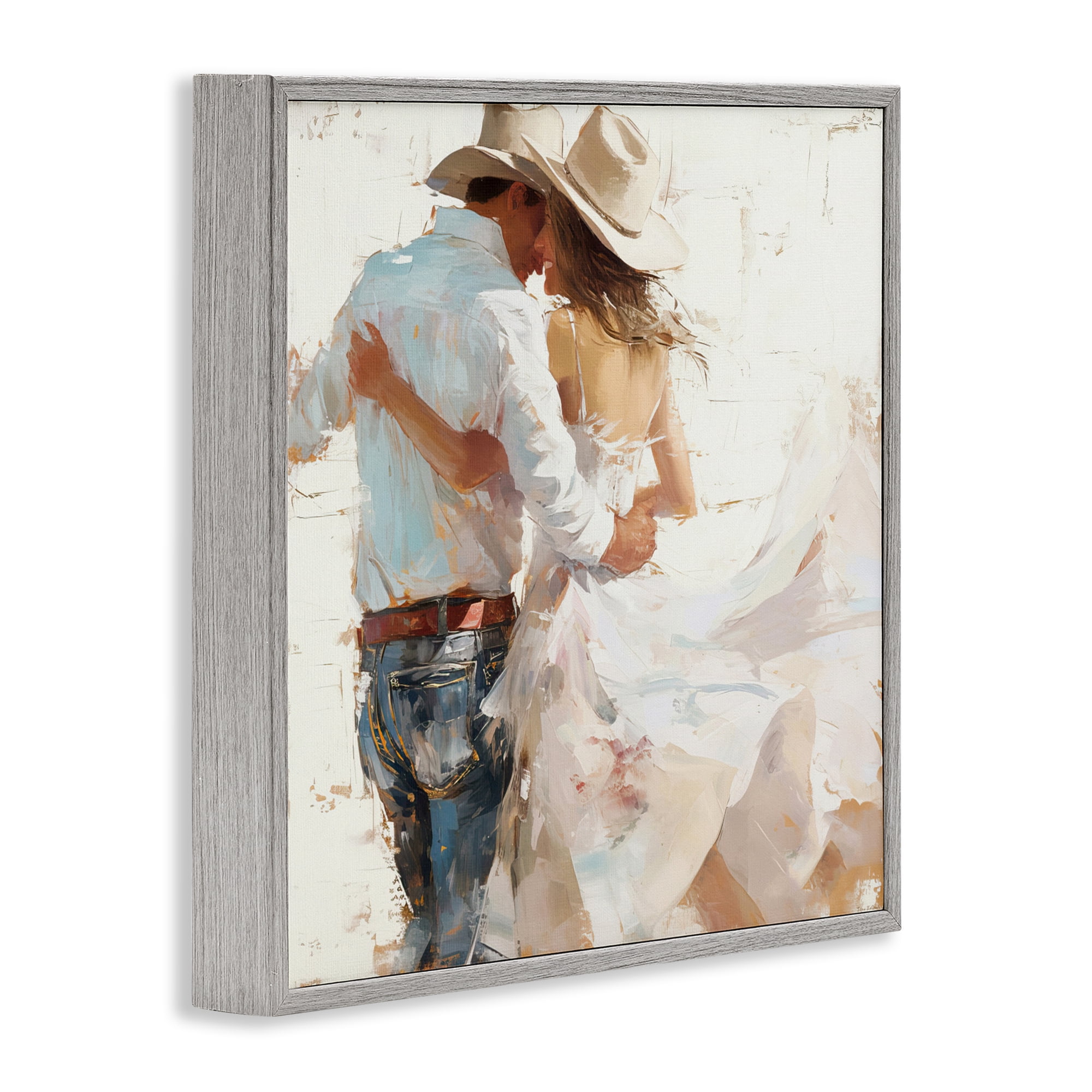 Stupell Industries Cowgirl Romance Couple Gray Framed Giclee Art, design by Tina LeCour