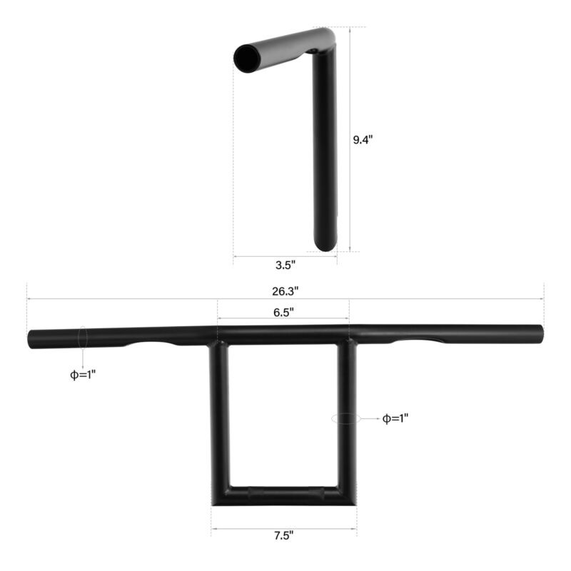 Motorcycle 7.4" 9.4" Rise 1" Fat Handlebars For Harley Honda Yamaha Old School Window