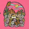 thumbnail image 6 of Wild Bobby Trendy Landscape With Daisies Cactus Monarch Butterfly Nature Lover Women Slim Fit Junior Tee, Hot Pink, Small, 6 of 6