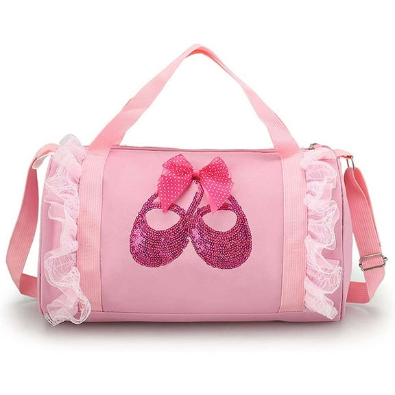 Cute toddler,Ballet Bag For Little Girl Ballet Bag Small Duffle Bag Backpack Gym Bag For Girls (Pink Shoes) 32*19*19cm