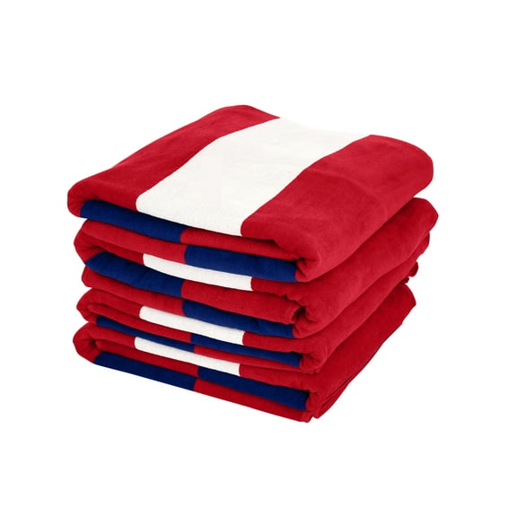 Style Basics 4 Pack PLUSH Woven Cabana Stripe Yard Dyed Cotton 40 X 70" Beach Towel