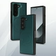 thumbnail image 6 of Magnetic for Samsung Galaxy Z Fold 5 PU Leather Case, [Compatible with Mag-Safe] PU Leather Hard PC Shell Slim Durable Shockproof Protective Phone Case Cover for Samsung Galaxy Z Fold 5, Green, 6 of 9