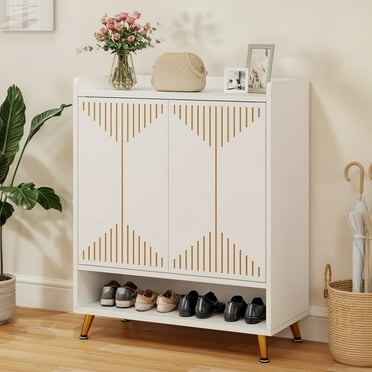 Uforic 5-Tier Modern Shoe Cabinet with Door& Adjustable Shelves , Wood Shoe Storage Rack Organizer