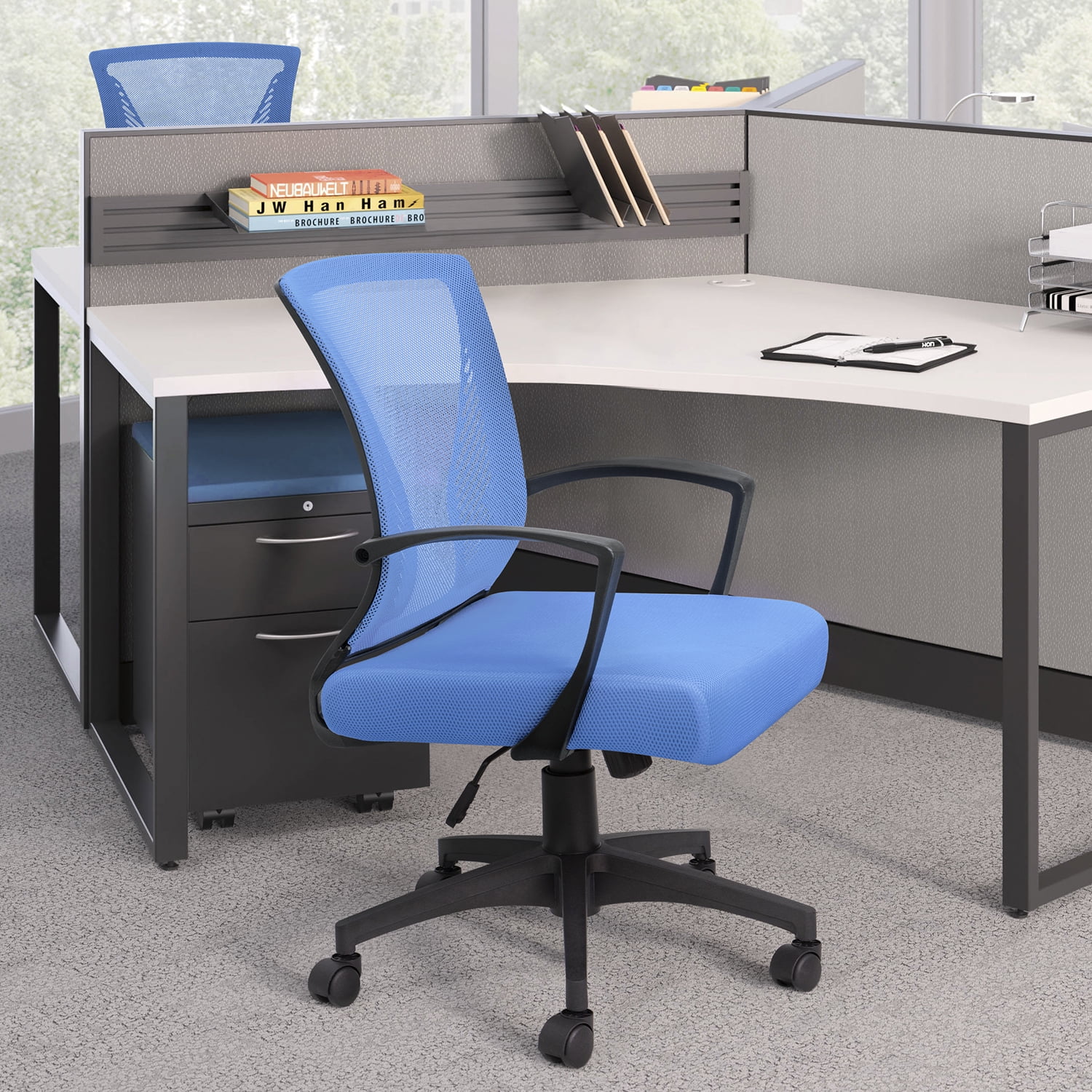 Lacoo Mid-Back Office Desk Chair Ergonomic Mesh Task Chair with Lumbar Support, Blue
