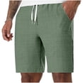 thumbnail image 2 of LEKWK Linen Shorts for Men Lightweight Soft Breathable Summer Shorts Elastic Waist Drawstring Casual Bottoms with Pockets Fashion Beach Vacation Outfits, 2 of 9
