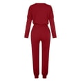thumbnail image 4 of jtjvou Women Fall 2 Piece Lounge Outfit Long Sleeve Tops High Waisted Jogger Pants Set Spring Travel Clothes Tracksuit Red XXL, 4 of 7