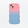 thumbnail image 3 of Case for iPhone 15 Pro Case, Wave Curly Frame Design for Women Girls, Cute Wavy Gradient Color Phone Case, Soft TPU SLiquid Silicone Camera Protection Phone Cover for 15 Pro, Pink Blue, 3 of 12