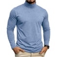 thumbnail image 2 of Sevevn Men’s Turtleneck Long Sleeve Shirt Casual Slim Fit Pullover Lightweight Stretch Mock Neck Thermal Top Basic Undershirt for Business Daily Wear Outfit Light Blue S, 2 of 9
