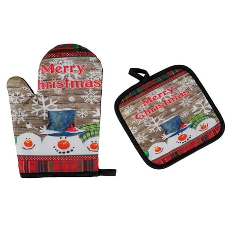 

AdXKenry Oven Mitts Rubber Oven Mitts Christmas Santa Oven Pot Holders Set Heat Oven Gloves For Microwave BBQ
