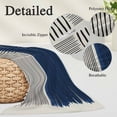 thumbnail image 3 of Navy Blue Striped Pillow Protectors with Zipper Standard Size, Farmhouse Stripes Modern Abstract Art Soft Brushed Microfiber Breathable Throw Pillow Covers, Pillowcase for Couch Sofa Bedroom 20"x26", 3 of 9
