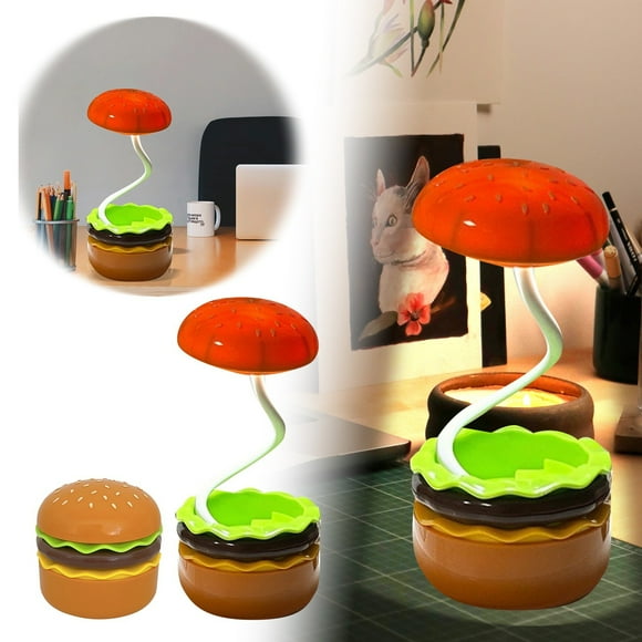 LED Rechargeable Hamburger Desk Lamp Children's Toy Light With Pencil Sharpener Warm White Eye Bedside Lamp Work Star Lights Ceiling Clock Projector for Bedroom Light for Closet without Electricity