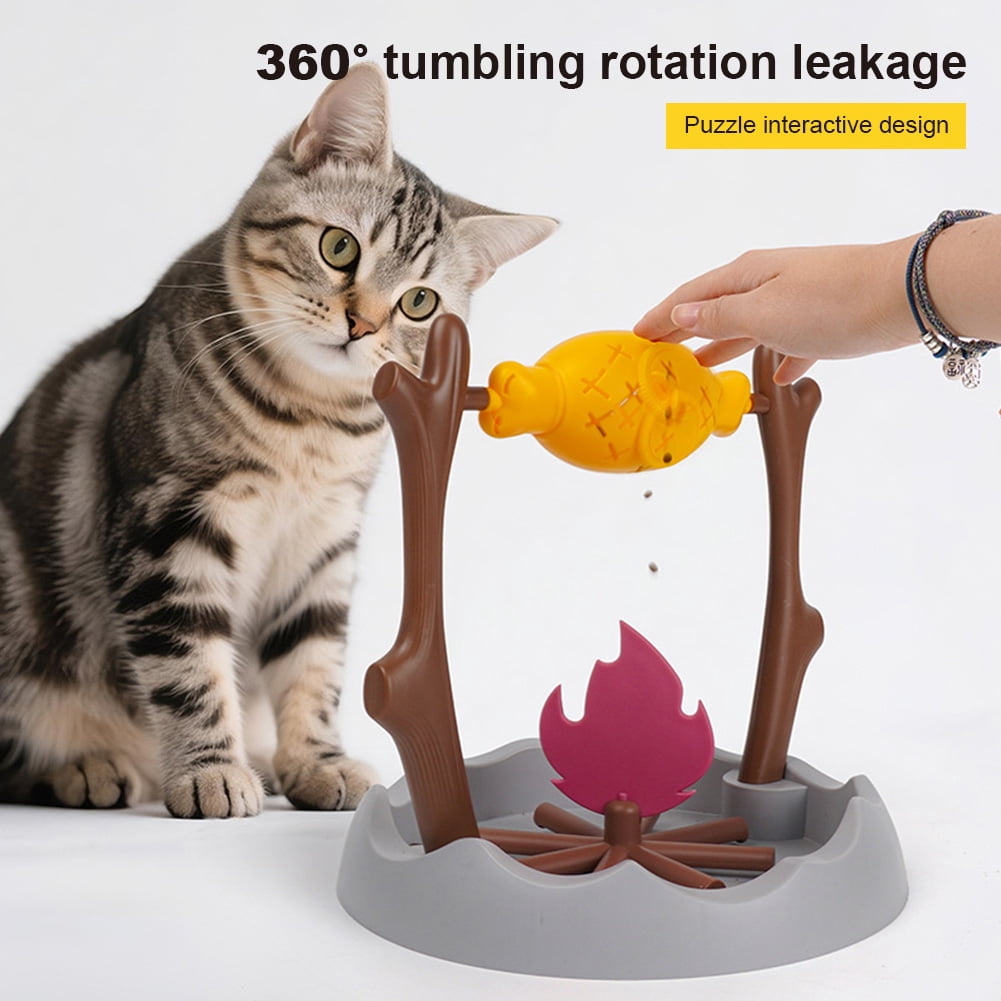 golytefs Cats Treat-dispensing Slow Feeder 360° Rotating Cats Slow Feeding Snack Bowl Food Hiding & Feeding Device for Cat Dog Pet