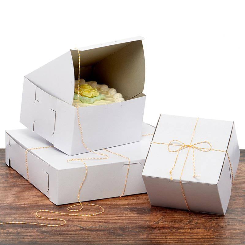 10" White Folding Cake Box with Lid Bulk 5 Pack Cake Boxes 